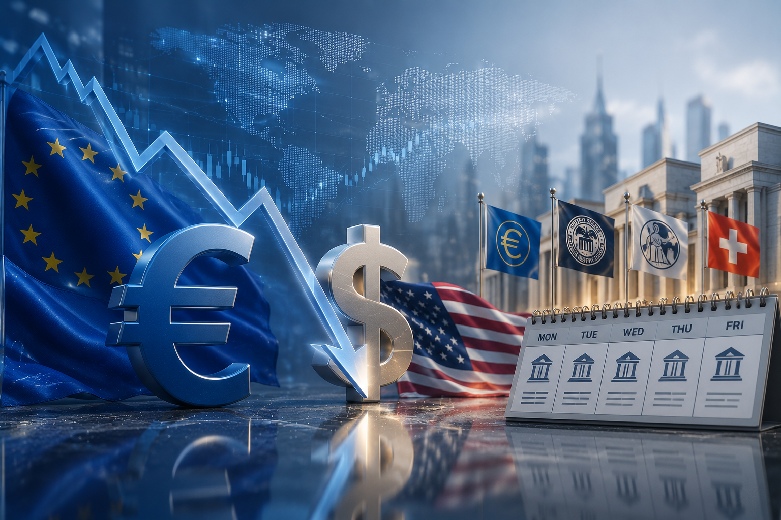 EUR/USD Under Pressure Ahead of a Packed Central-Bank Week