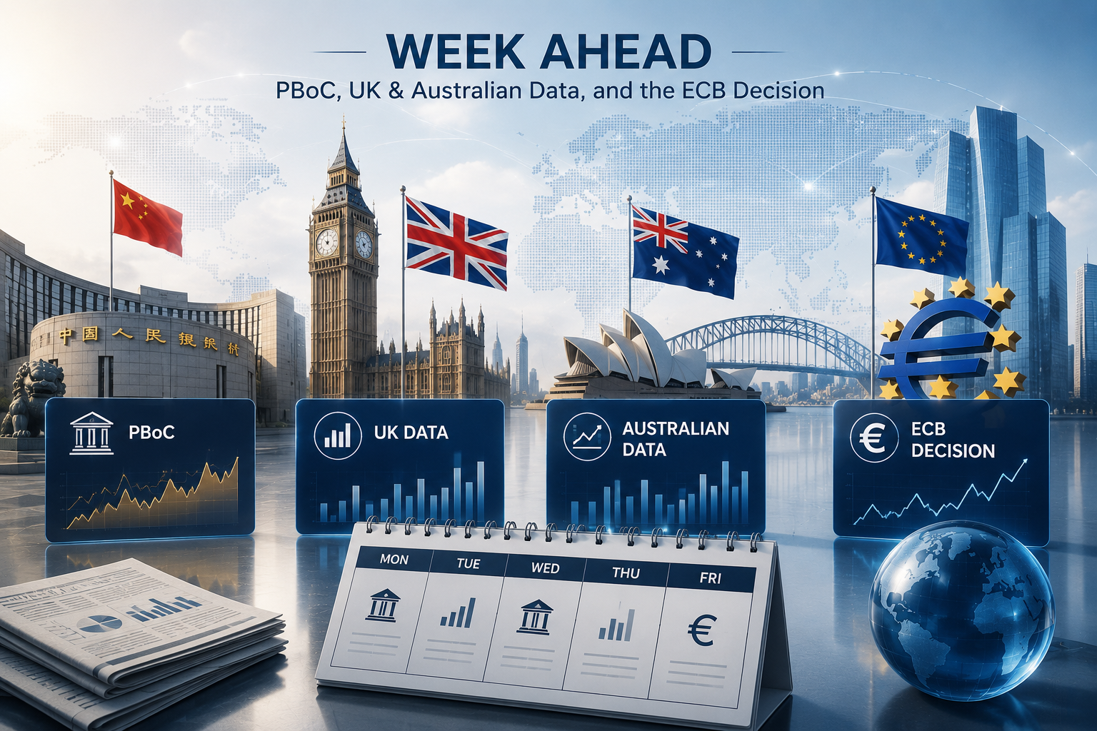 Week Ahead: PBoC, UK & Australian Data, and the ECB Decision